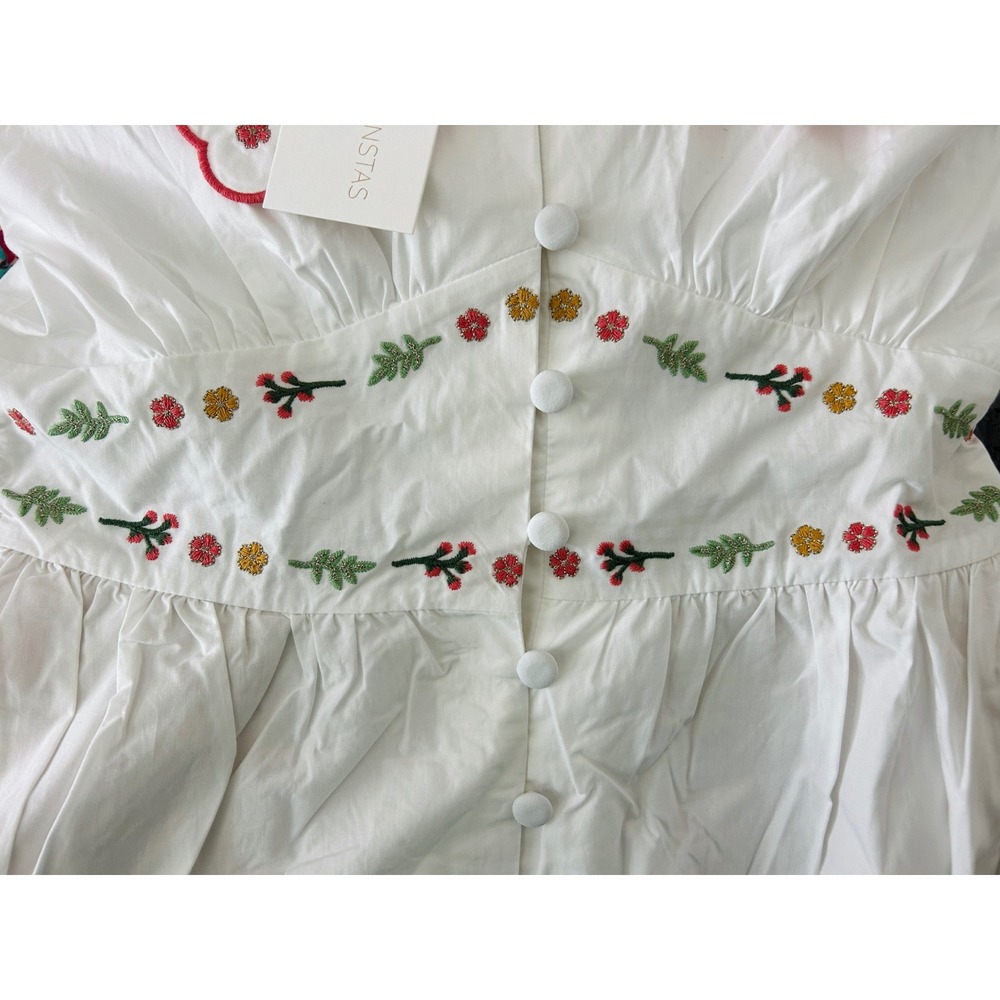 Caroline Constas White Floral Embroidered Scallop Collar Mini Dress NWT Size 6 - Picture 4 of 7